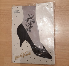 Extravagante Strumpfhose anthrazit Nylon Gr. 40/42 mit Blüten Dessin und Strass