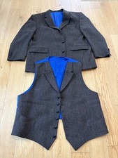 Harris Tweed Sakko Jackett 50  2-Knopf Lederknopf + Harris-Tweed-Weste Herren