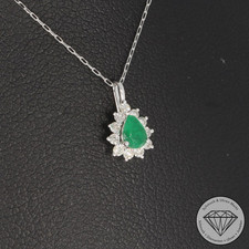 Wert 470 € Brillant Smaragd Anhänger & Kette 900 Platin xxyy