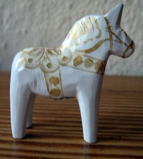 Dalarnapferd Dalapferd Holzpferd Schweden 5 cm schwarz/silber Jubiläum