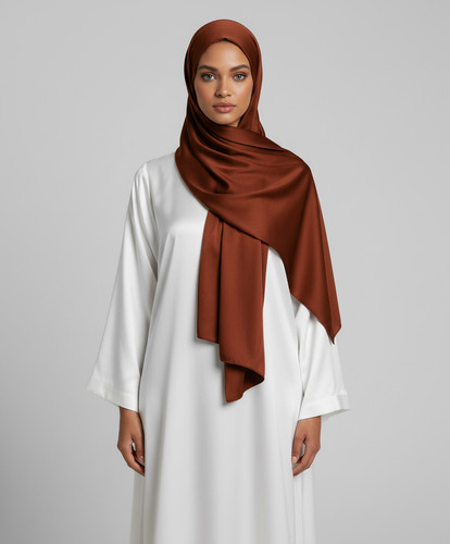 Satin jersey hijab chocolate - satin,