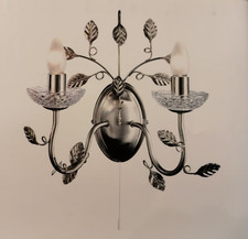 Wandlampe Wandleuchte trio Florentiner nickel matt weiß 2xE14 mit Schnurschalter