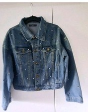 Shein Jeans Jacke 38 Jeans blau Strass Glitzer Steine Wie Neu