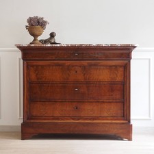 Antike Mahagoni Kommode mit Marmor französische Vintage Anrichte Louis Philippe