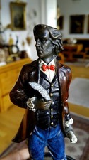 Alte Bronze figur  Originale signiert  Stehende Mozart mit Feder und Papier.