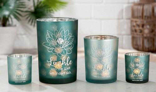 Windlicht glas seerose - windlicht,