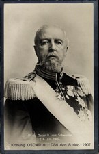 Ak König Oskar II von Schweden, Portrait in Uniform, Orden - 11450910