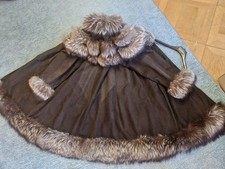 Damen Leder Mantel mit Pelz