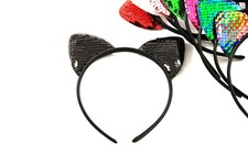 Haarreif Haarreifen Tiara Diadem Katzenohren Pailletten Haarschmuck K218a