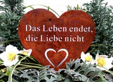 Herz Rost Stecker Garten Metall Liebe Grabschmuck Grabherz Grabdeko Gedenkherz