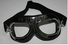 Oldtimer Motorrad Brille Chrom Kradmelder Wehrmacht WW2 NEU Pilotenbrille