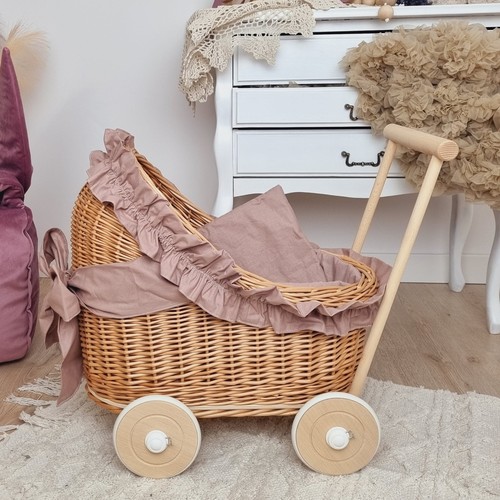 Puppenwagen aus korbgeflecht - puppenwagen,