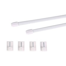 Vitragestangen Set mit Klebehaken ausziehbar weiß Gardinenstange ohne bohren