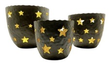 Windlicht Schwarz-Metall Stern