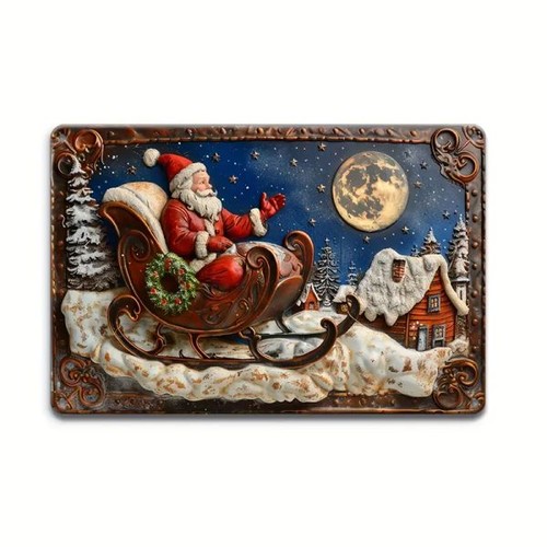 Blechschild weihnachtsmann mit - blechschild,