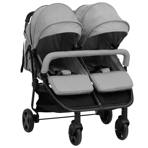 Vidaxl doppelkinderwagen grau - vidaxl, doppelkinderwagen,