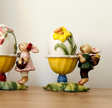 SELTEN Villeroy & Boch Ostern 1x Eierbecher Bunny Hase Rücksack, 1x Spring Eggs