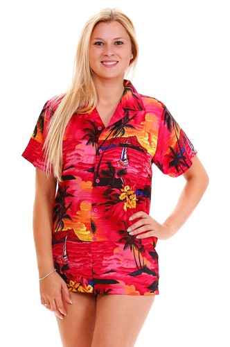 Funky hawaiibluse surf rot - hawaiibluse,