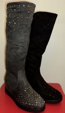 Damen High Top Schuhe Stiefeletten Stiefel Boots Gefüttert  Nieten Schwarz Grau