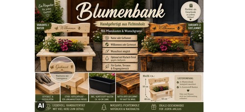 Blumenbank holz mit - holz,