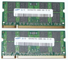 2x 1GB 2Rx8 DDR2 RAM 667MHz PC2-5300S-555-12-E3 Samsung Notebook Arbeitsspeicher