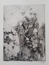 Horst Janssen / Glas mit trocknen Rosen / 1973 / Radierung / signiert