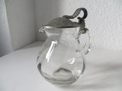 Glaskrug mit wmf zinndeckel - mit,