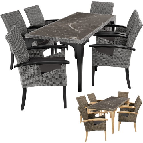 Alu rattan tisch 6 stühle - rattan,