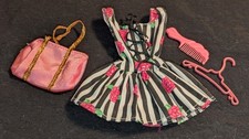 Barbie Kleidung 60er 70er Kleid Tasche Kamm Set Retro Mode Outfit