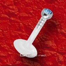 »»» FLEXI HELIX TRAGUS LABRET LIPPEN PIERCING 8-10mm KRISTALL 13 Farben 1556