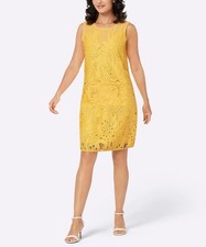 Damen Sommerkleid Ärmellos Rundhals gelb Gr. 40 NEU