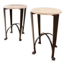 Donghia 2er-Set Eisensäule Schwarz Mit Marmorplatte