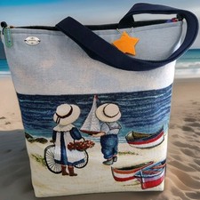 Nostalgie pur, große Schultertasche, Badetasche, Gobelin WEIHNACHTSRABATT 20 %