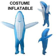 Kinder Aufblasbares Kostüm Hai Kostüm Aufblasbare Halloween Kostüme Blau DE NEU