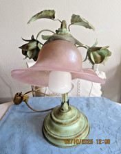 Florentiner Tischlampe Tischleuchte Palmenlampe rosa Glasschirm Honsel Hans Kögl