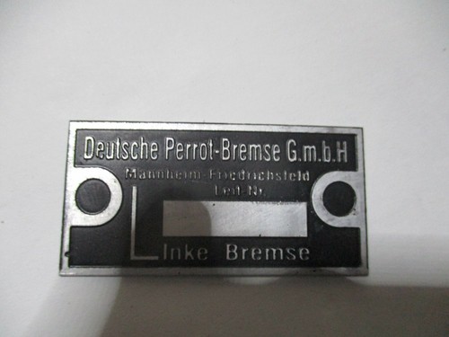 Sign nameplate perrot brake - sign,