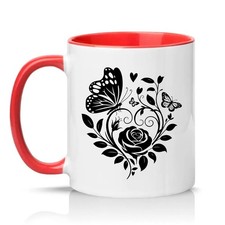 Schmetterling Rose Herz Damen