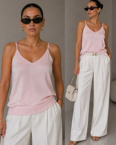 Damen strick trägertop rosa - damen,