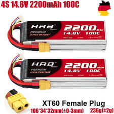 2X 100C 14.8V 4S 2200mAh Lipo Akku mit XT60 für Heli Aeroplane Jet RC Car Boat