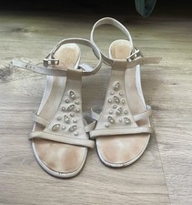 Weiße Ledersandalen mit Steinen, Vintage, EU 36, Made in Italy