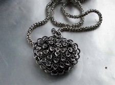 Lange Kugel Kette TL 66 cm mit Herz Anhänger aus Blättern No 3419