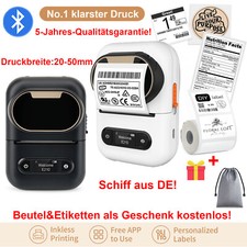 Bluetooth Etikettendrucker Barcode Selbstklebend Mini Thermodrucker Tragbar M110