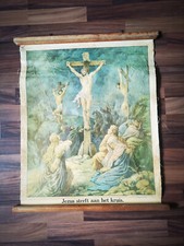 Alte Schul-Schautafel aus den Niederlanden - Jesus am Kreuz