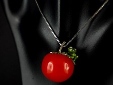 Anhänger Silber Sterling Tomate Frosch Designer 3D Kette - witzig & ausgefallen
