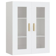 Hängeschrank Weiß 69,5x34x90 Cm Glas Vitrine