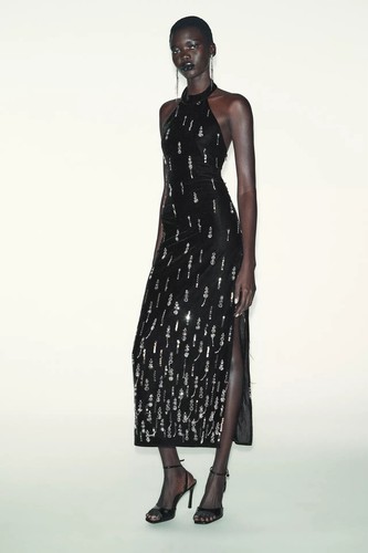 Zara samtkleid schwarz - samtkleid, s/