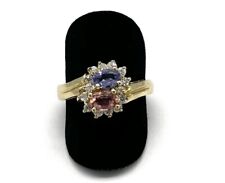 585/-14kt Gold Ring, Amethyst, Topas, oval, simulierte Diamanten, Gr. 60, Damen.