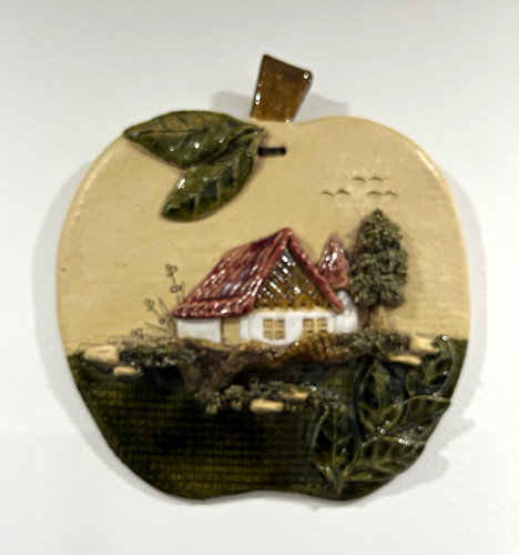 Keramik wandbild apfelform - keramik,
