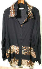 ❤️L'IMPOSSIBLE SCHWARZE LONGBLUSE BLUSENJACKE GRÖßE XXL (FRANCE: T2)ANIMAL PRINT