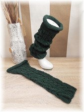dicke Bein Stulpen Beinstulpen Handmade Handgestrickt dunkles Grün